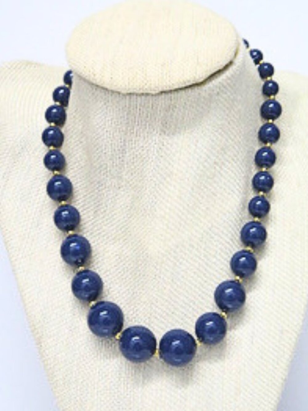 Vintage Royal Blue Graduated Bead Necklace - Picture 2 of 4